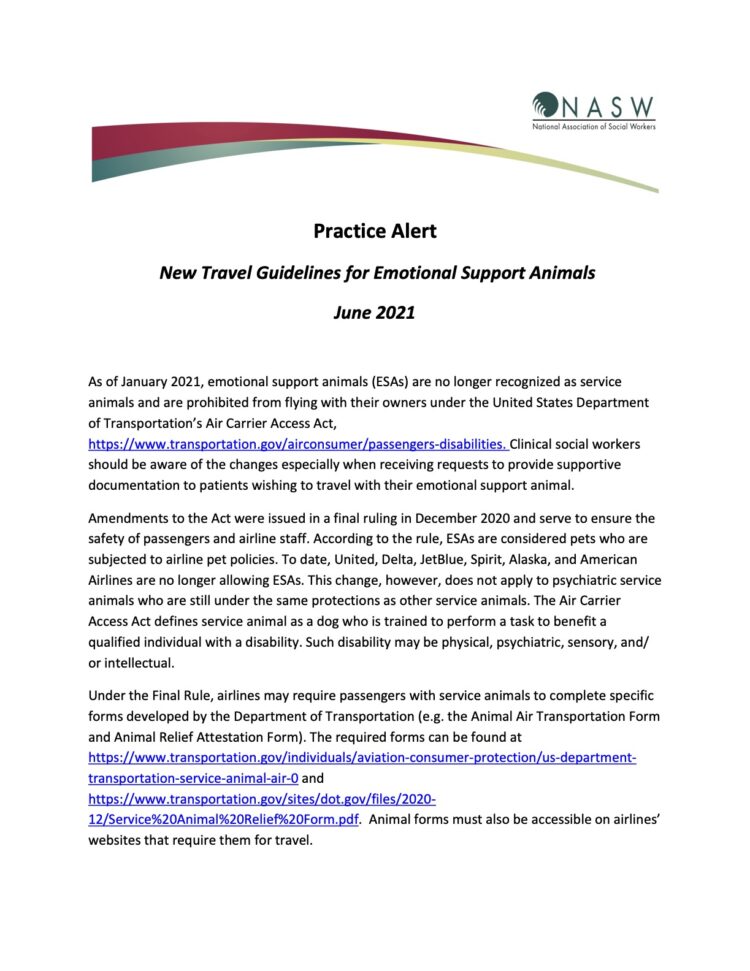 New Practice Alert Travel Guidelines for Emotional