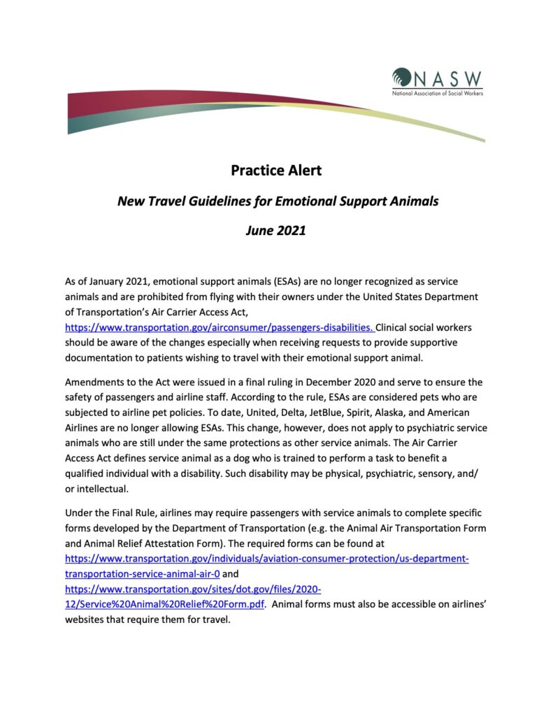 New Practice Alert: Travel Guidelines for Emotional Support Animals ·  