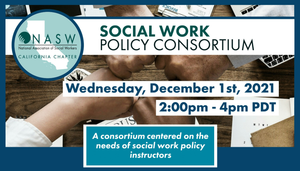 Social Work Policy Consortium 

Wednesday, December 1st 2021
2:00pm - 4:00pm PDT

A consortium centered on the needs of social work policy instructors
