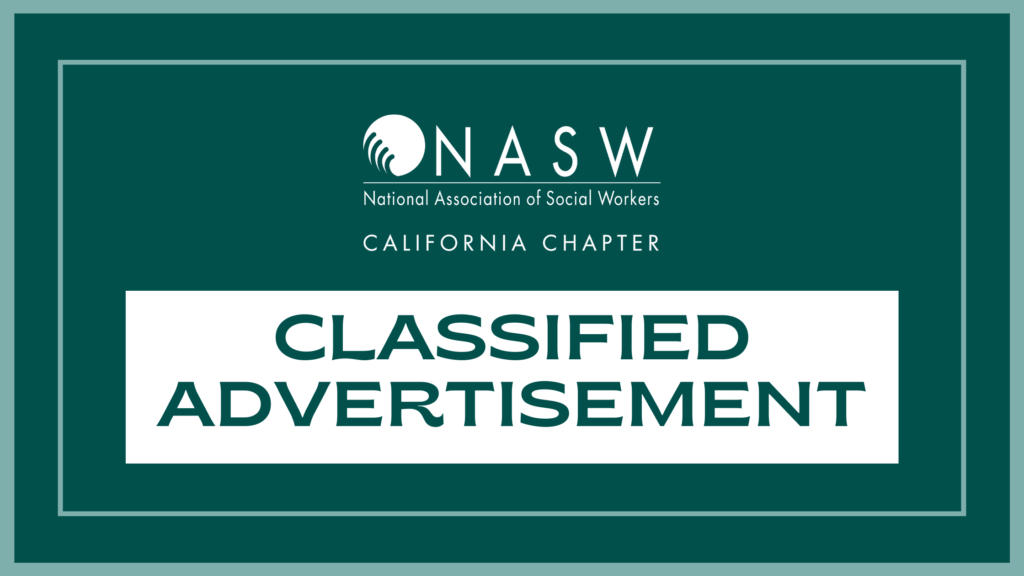A dark green background with a pale green border. A white rectangle text box in dark green font reads “Classified Advertisement”
