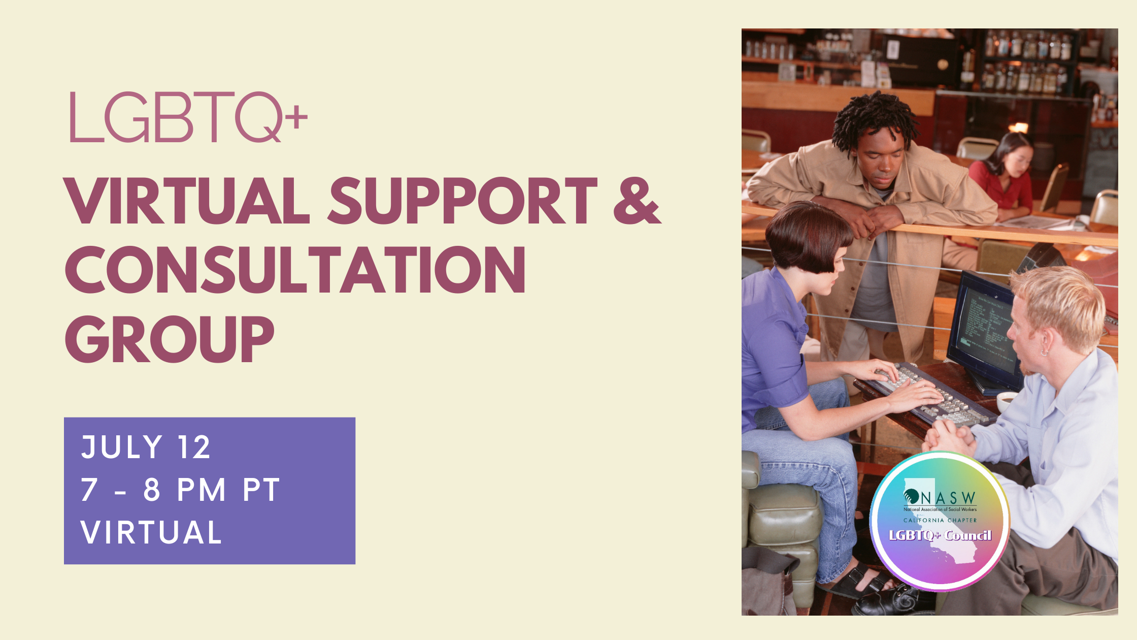 LGBTQ+ Virtual Support & Consultation Group on January 10 ·